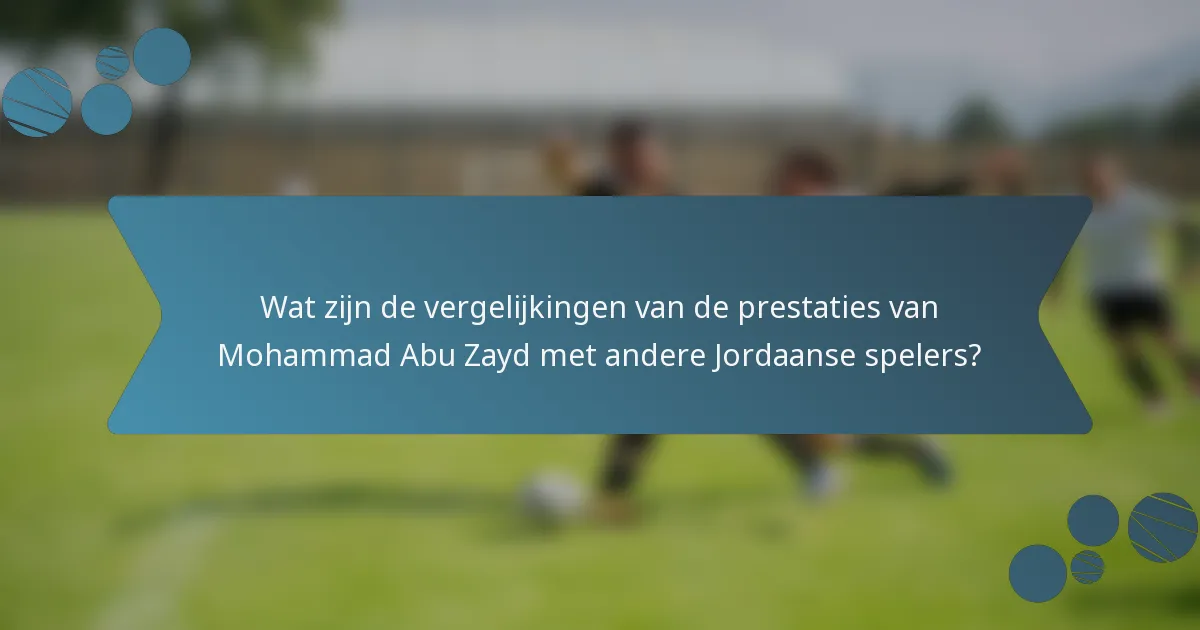 Wat zijn de vergelijkingen van de prestaties van Mohammad Abu Zayd met andere Jordaanse spelers?